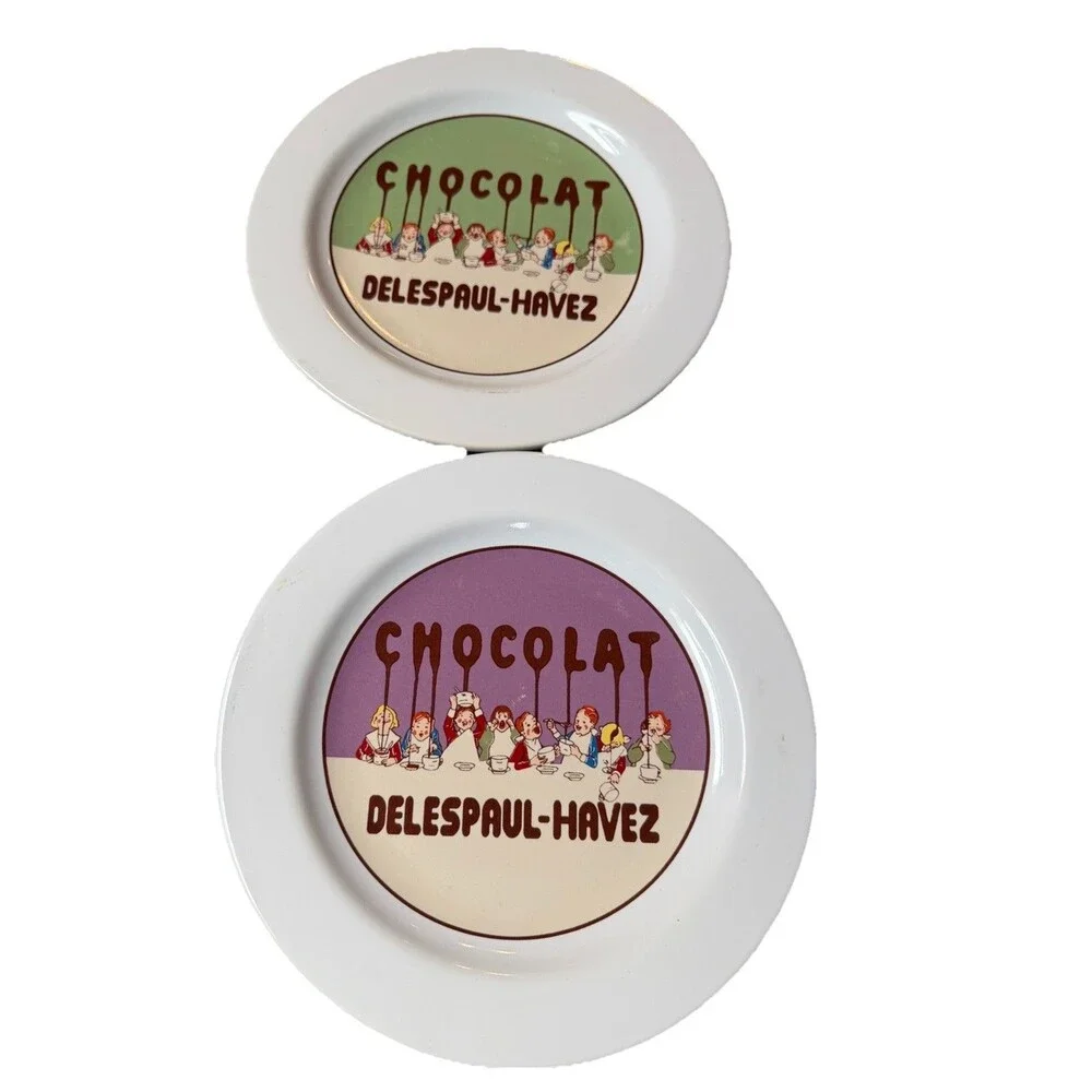 Pottery Barn Ceramic Set Of 4 Dessert Plates Chocolat Delespaul - Havez